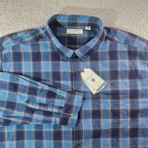 NWT Roundtree & Yorke Portuguese Flannel‎ Shirt Men 3XB Blue Plaid